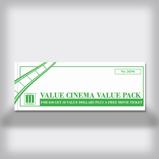 Free Movie Ticket with $10 Value Pack