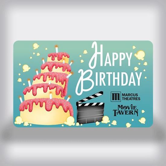 Picture of Birthday Movie Gift Card - Happy Birthday Leaning Cake Dual Edition